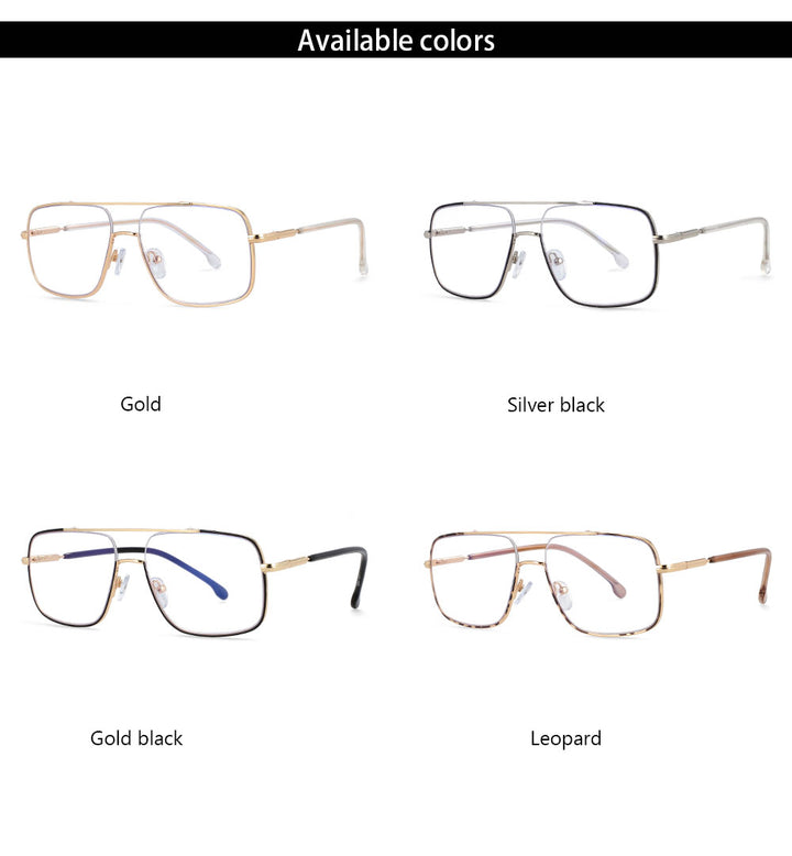 CCspace Unisex Full Rim Square Alloy Double Bridge Frame Eyeglasses 54240 Full Rim CCspace