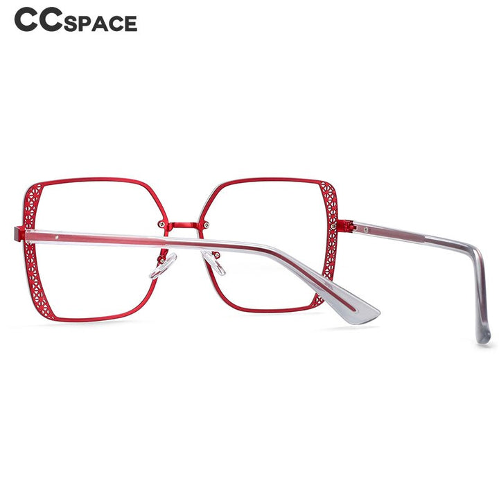 CCspace Women's Full Rim Square Hollow Alloy Frame Eyeglasses 54205 Full Rim CCspace