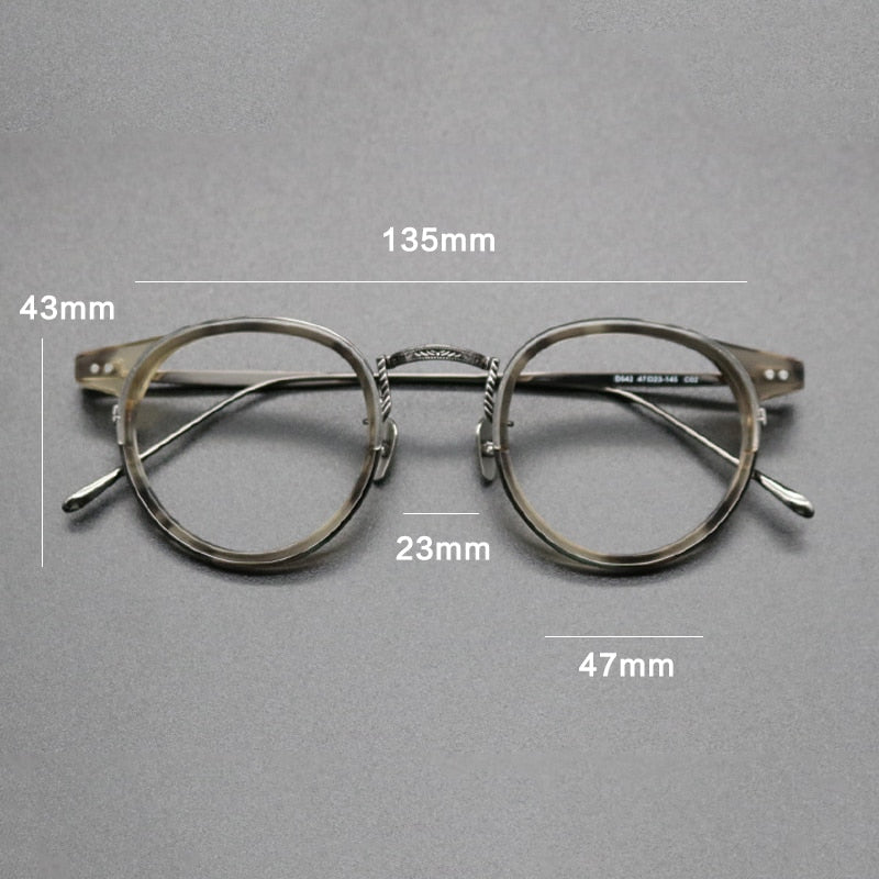 Gatenac Unisex Full Rim Round Titanium Acetate Frame Eyeglasses Gxyj474 Full Rim Gatenac