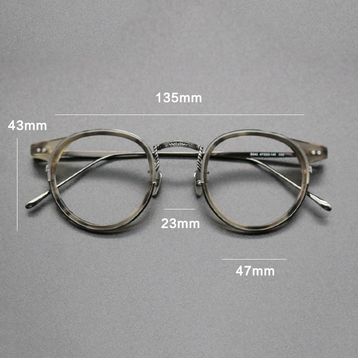 Gatenac Unisex Full Rim Round Titanium Acetate Frame Eyeglasses Gxyj474 Full Rim Gatenac