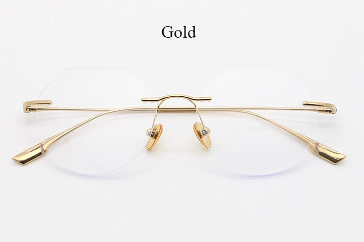 Bclear Unisex Rimless Square Titanium Frame Eyeglasses Myb1135 Rimless Bclear Gold