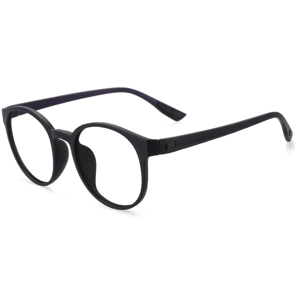 CCspace Unisex Full Rim Round Tr 90 Titanium Frame Eyeglasses 54168 Full Rim CCspace Black