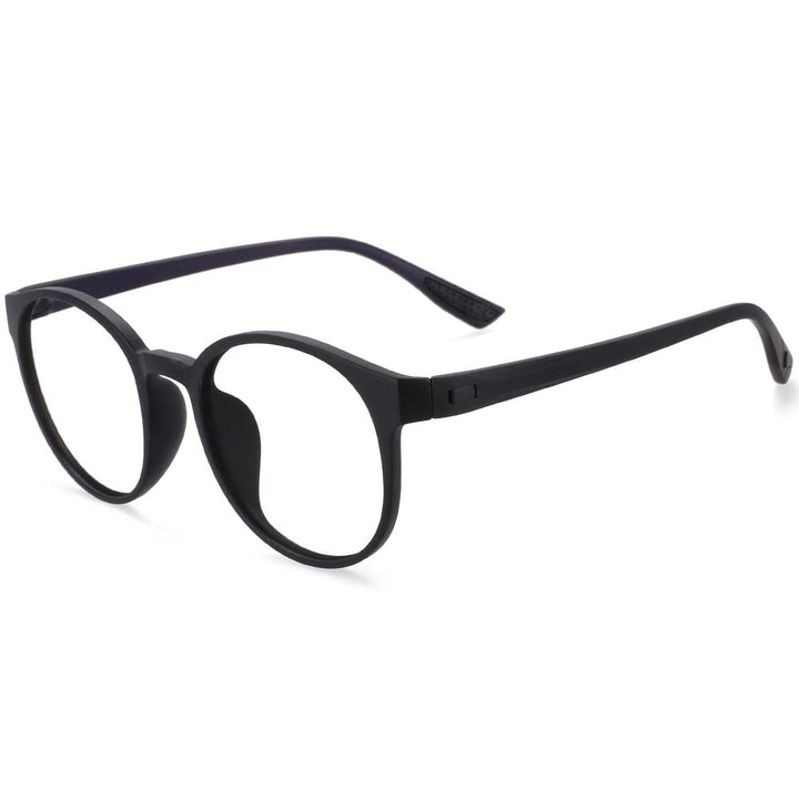 CCspace Unisex Full Rim Round Tr 90 Titanium Frame Eyeglasses 54168 Full Rim CCspace Black