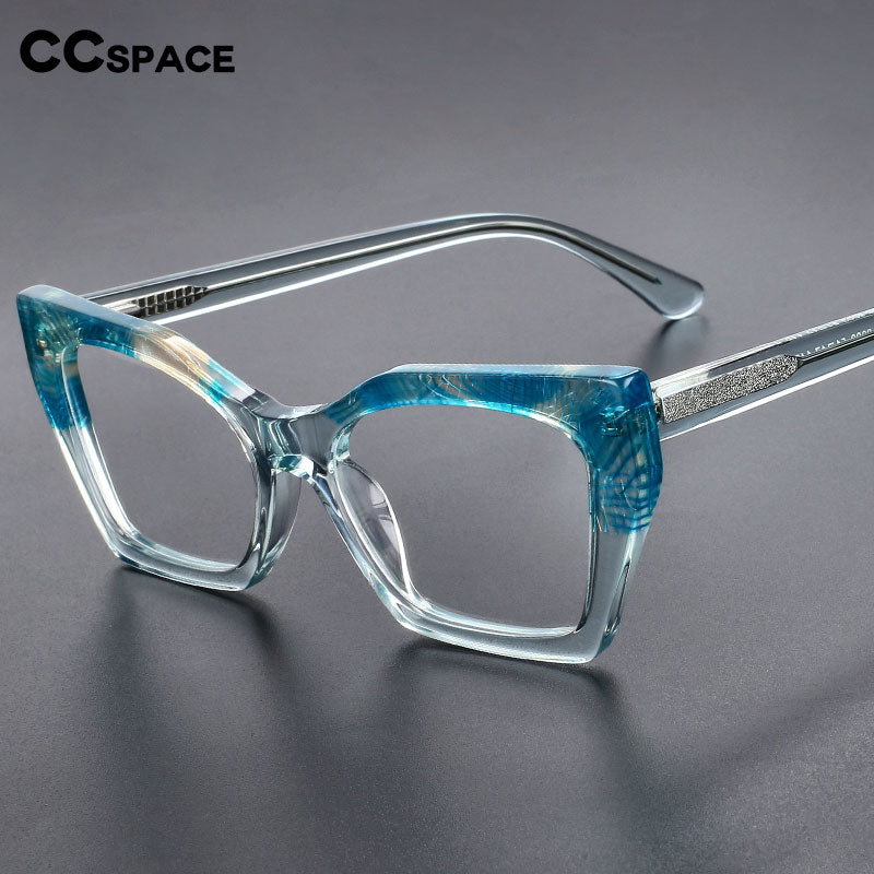 CCspace Unisex Full Rim Big Square Cat Eye Acetate Eyeglasses 55366 Full Rim CCspace