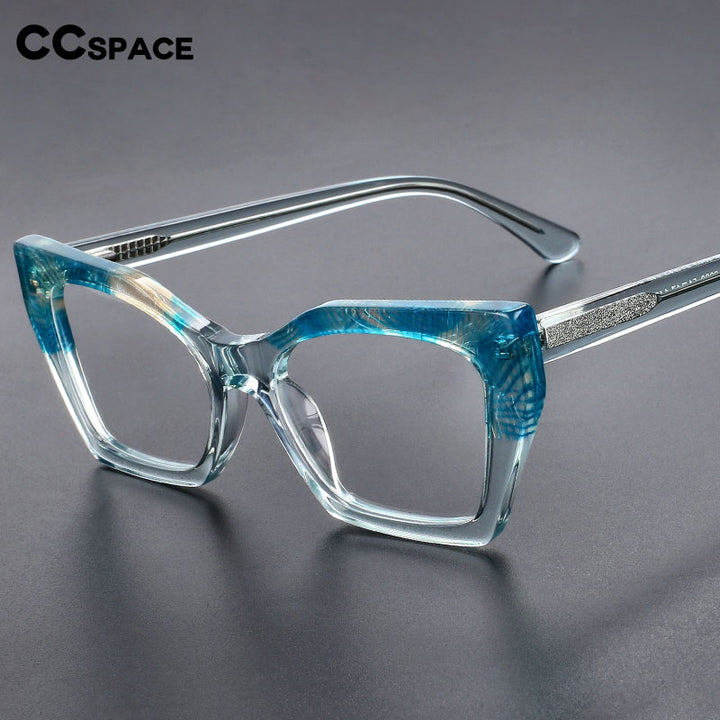CCspace Unisex Full Rim Big Square Cat Eye Acetate Eyeglasses 55366 Full Rim CCspace