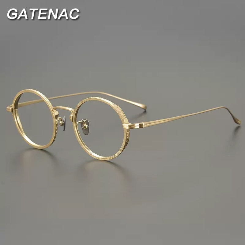 Gatenac Unisex Full Rim Round Titanium Eyeglasses Gxyj893 Full Rim Gatenac