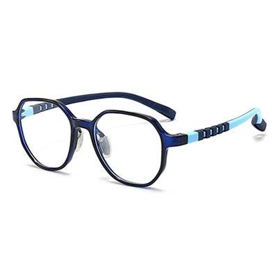 Ralferty Unisex Children's Full Rim Flat Top Round Tr 90 Acetate Silicone Eyeglasses M91032 Full Rim Ralferty C3 Blue China 