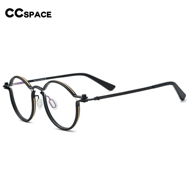 CCspace Unisex Full Rim Round Steampunk Titanium Eyeglasses 54721 Full Rim CCspace