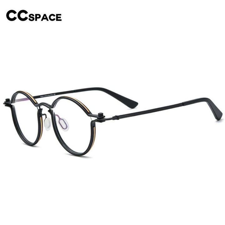 CCspace Unisex Full Rim Round Steampunk Titanium Eyeglasses 54721 Full Rim CCspace