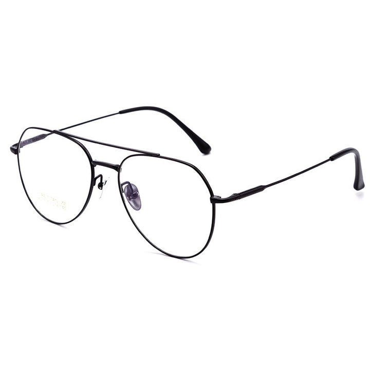 CCspace Unisex Full Rim Oval Double Bridge Big Titanium Eyeglasses 55642 Full Rim CCspace Black China