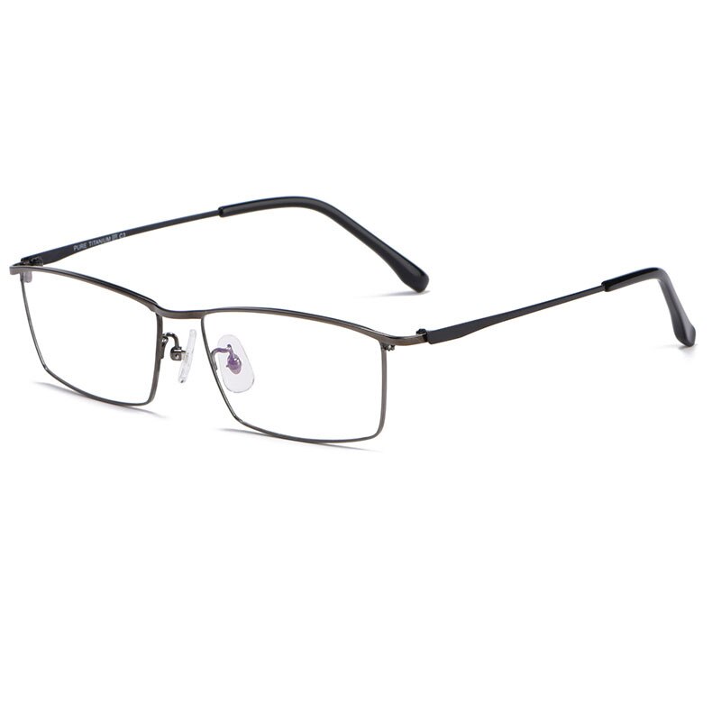 Hotochki Men's Full Rim Rectangle Titanium Alloy Frame Eyeglasses J85517 Full Rim Hotochki gray
