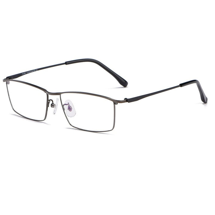 Hotochki Men's Full Rim Rectangle Titanium Alloy Frame Eyeglasses J85517 Full Rim Hotochki gray