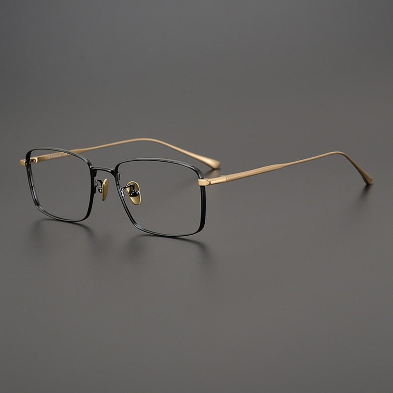 Gatenac Unisex Full Rim Square Titanium Eyeglasses Gxyj990 Full Rim Gatenac Black Gold