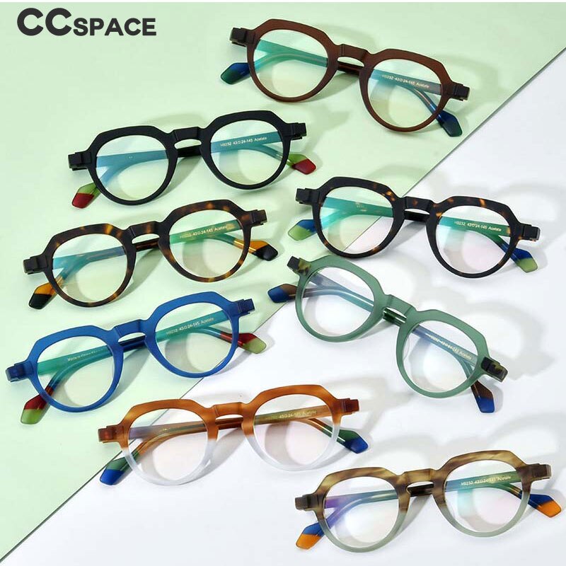 CCspace Unisex Full Rim Irregular Round Acetate Eyeglasses 54702 Full Rim CCspace