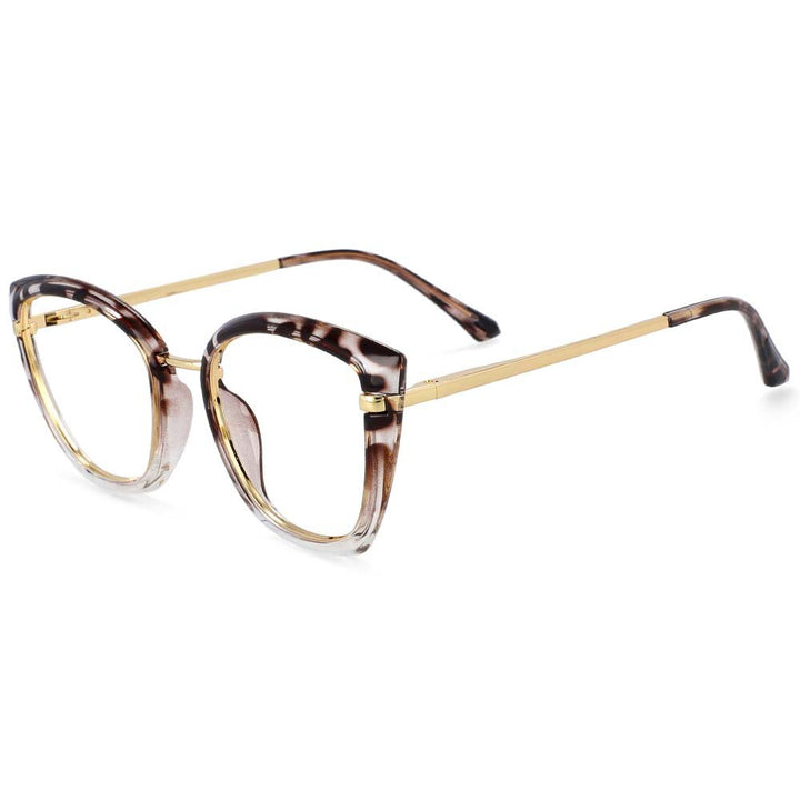CCspace Unisex Full Rim Square Cat Eye Tr 90 Titanium Frame Eyeglasses 54238 Full Rim CCspace Leopard