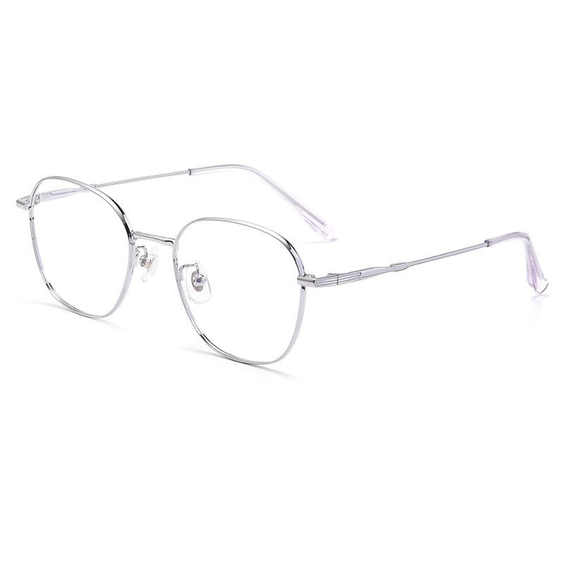 Hotochki Unisex Full Rim Titanium Alloy Oval Frame Eyeglasses 53308 Full Rim Hotochki Silver