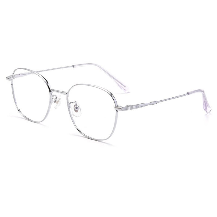 Hotochki Unisex Full Rim Titanium Alloy Oval Frame Eyeglasses 53308 Full Rim Hotochki Silver