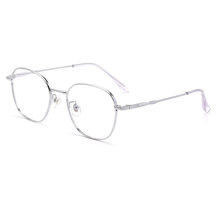 Hotochki Unisex Full Rim Titanium Alloy Oval Frame Eyeglasses 53308 Full Rim Hotochki Silver  