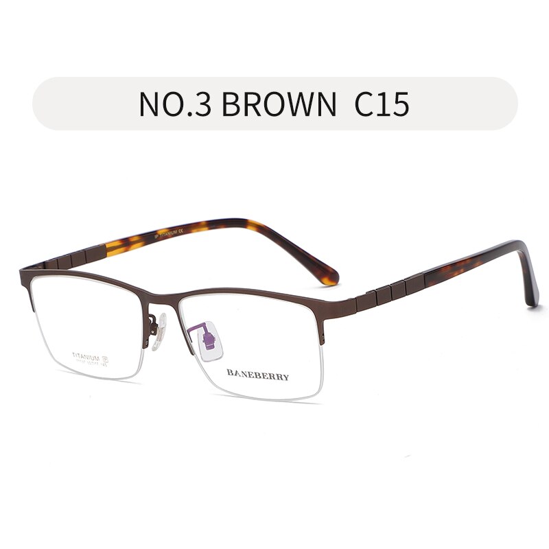 Zirosat Unisex Semi Rim Square Titanium Eyeglasses 71137 Semi Rim Zirosat brown