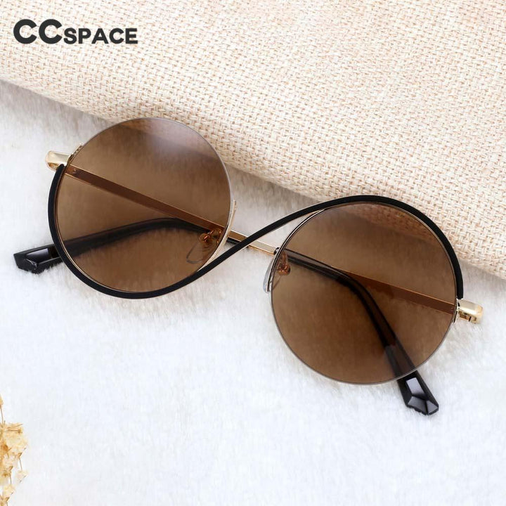 CCspace Unisex Semi Rim Round Alloy Frame Sunglasses 54042 Sunglasses CCspace Sunglasses