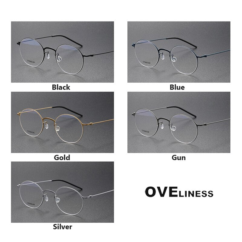 Oveliness Unisex Full Rim Round Titanium Eyeglasses 5044 Full Rim Oveliness