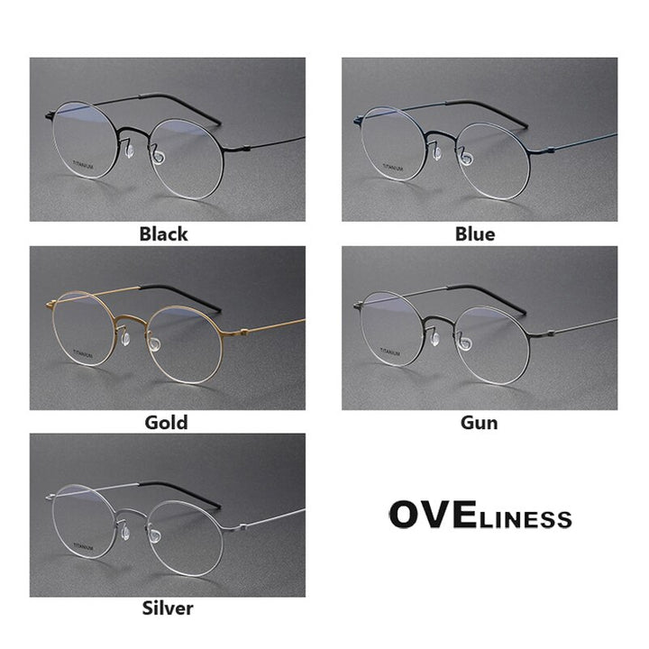 Oveliness Unisex Full Rim Round Titanium Eyeglasses 5044 Full Rim Oveliness