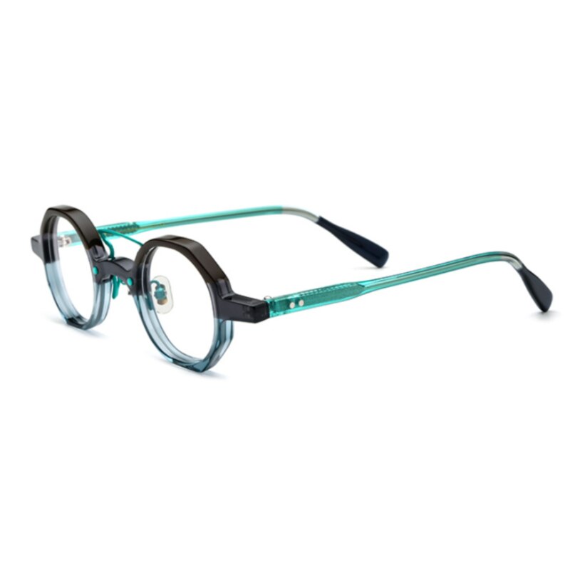 CCspace Unisex Full Rim Irregular Round Double Bridge Acetate Eyeglasses 54699 Full Rim CCspace green-gray China