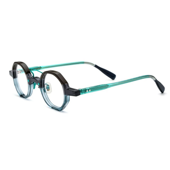 CCspace Unisex Full Rim Irregular Round Double Bridge Acetate Eyeglasses 54699 Full Rim CCspace green-gray China