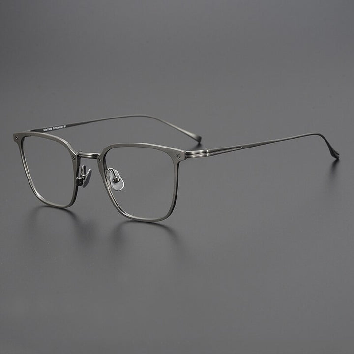 Gatenac Unisex Full Rim Square Titanium Eyeglasses Gxyj965 Full Rim Gatenac Gun