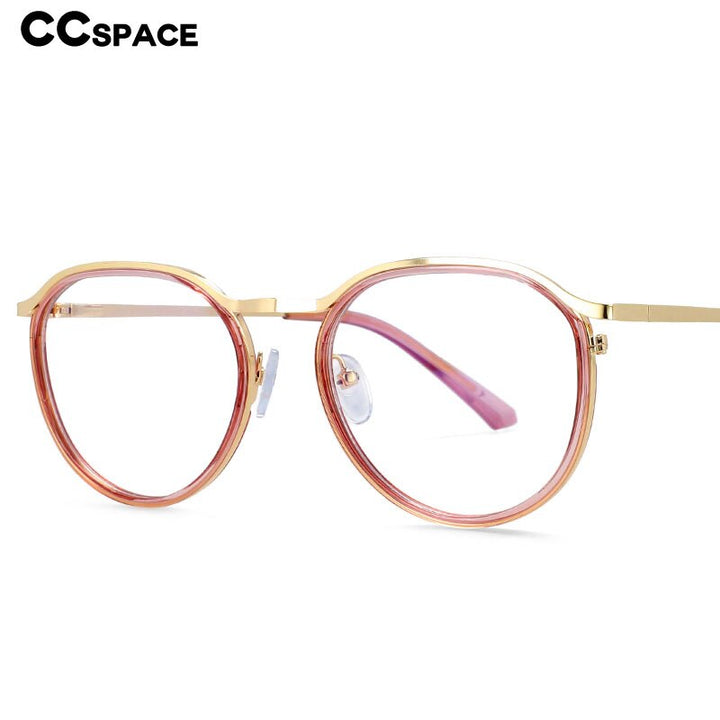 CCspace Unisex Full Rim Round Tr 90 Alloy Frame Eyeglasses 54241 Full Rim CCspace