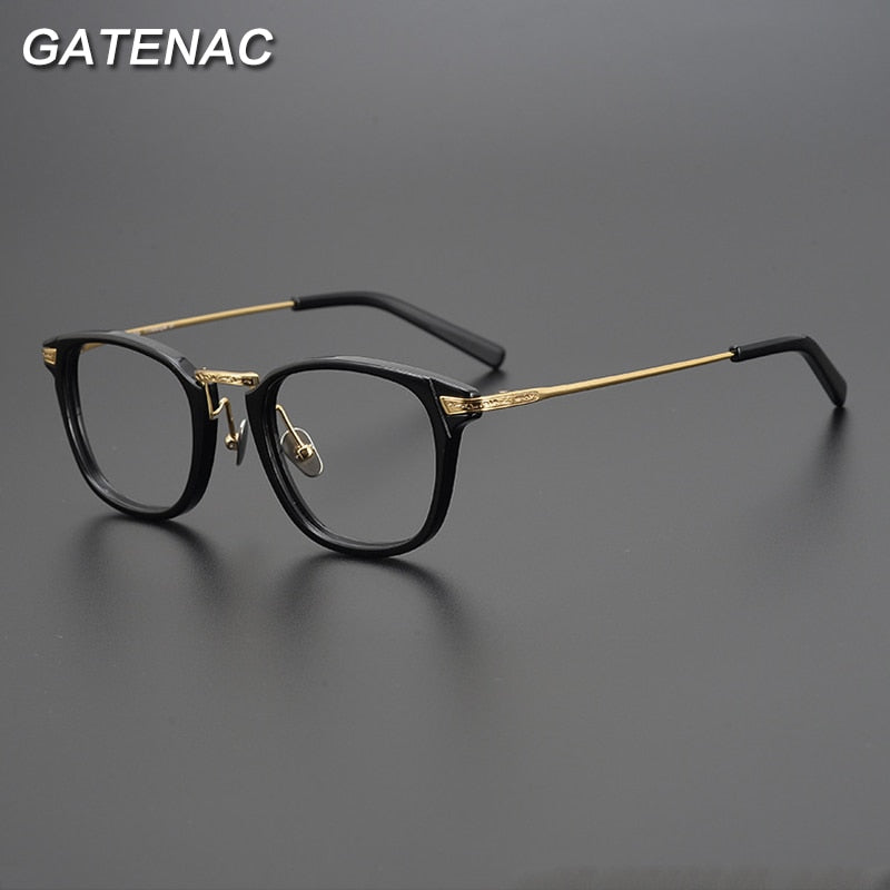 Gatenac Unisex Full Rim Square Tr 90 Titanium Eyeglasses Gxyj966 Full Rim Gatenac