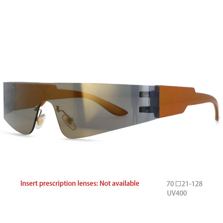 CCspace Unisex Rimless Rectangle Goggle Resin One Lens Frame Sunglasses 54474 Sunglasses CCspace Sunglasses tea 54474
