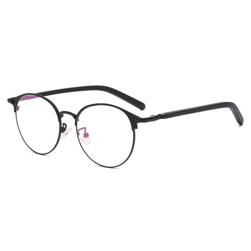 Handoer Unisex Full Rim Round Tr 90 Alloy Eyeglasses 6628 Full Rim Handoer BLACK