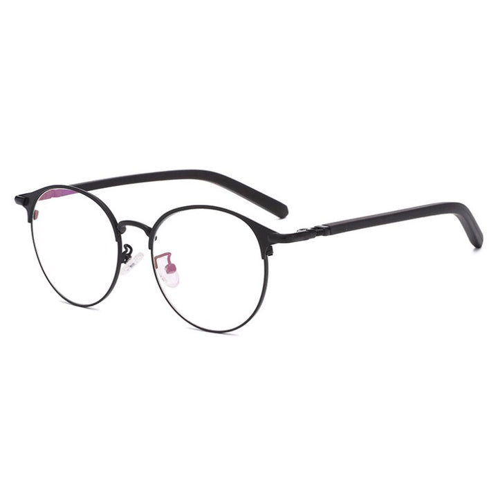 Handoer Unisex Full Rim Round Tr 90 Alloy Eyeglasses 6628 Full Rim Handoer BLACK