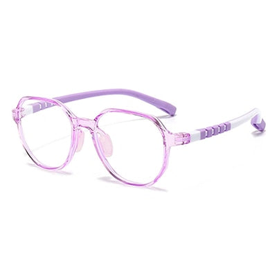 Ralferty Unisex Children's Full Rim Flat Top Round Tr 90 Acetate Silicone Eyeglasses M91032 Full Rim Ralferty C5 Purple China
