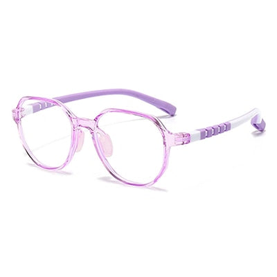 Ralferty Unisex Children's Full Rim Flat Top Round Tr 90 Acetate Silicone Eyeglasses M91032 Full Rim Ralferty C5 Purple China 