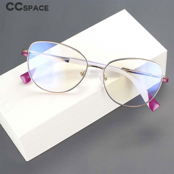 CCspace Unisex Full Rim Square Cat Eye Alloy Frame Eyeglasse 54262 Full Rim CCspace