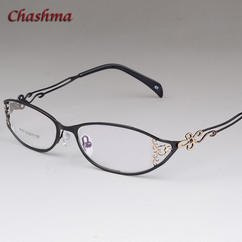 Chashma Women's Full Rim Cat Eye Stainless Steel Frame Eyeglasses 8107 Full Rim Chashma Black