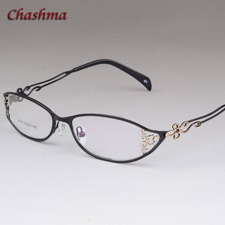 Chashma Women's Full Rim Cat Eye Stainless Steel Frame Eyeglasses 8107 Full Rim Chashma Black