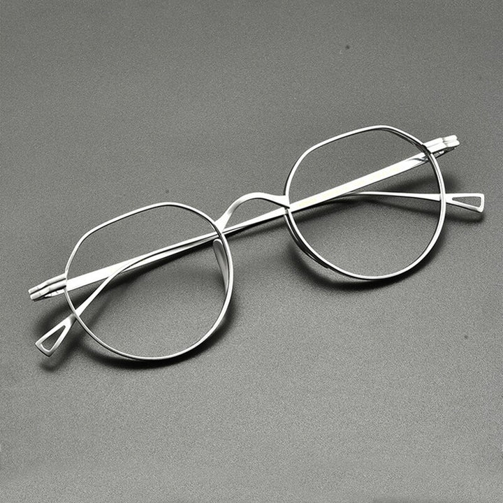 Gatenac Unisex Full Rim Oval Round Titanium Eyeglasses Gxyj832 Full Rim Gatenac Silver