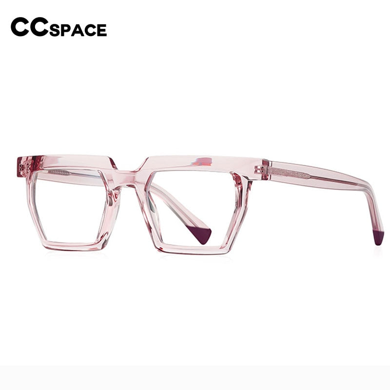 CCspace Unisex Full Rim Flat Top Square Acetate Titanium Eyeglasses 53370 Full Rim CCspace