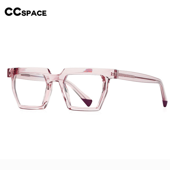 CCspace Unisex Full Rim Flat Top Square Acetate Titanium Eyeglasses 53370 Full Rim CCspace