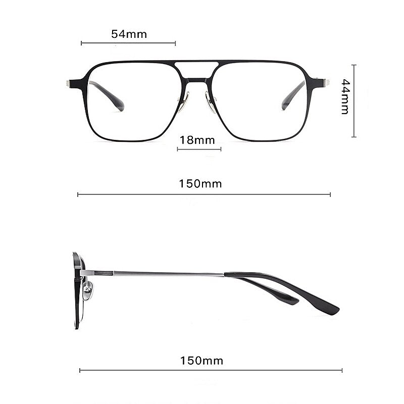 Yimaruili Unisex Full Rim Square  Aluminum Magnesium Titanium Eyeglasses Clip On Sunglasses 9908 With Clip Ons Yimaruili Eyeglasses