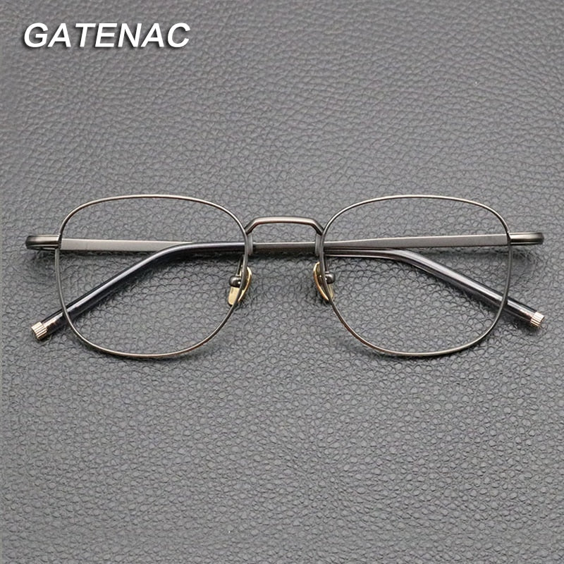 Gatenac Unisex Full Rim Square Titanium Eyeglasses Gxyj840 Full Rim Gatenac