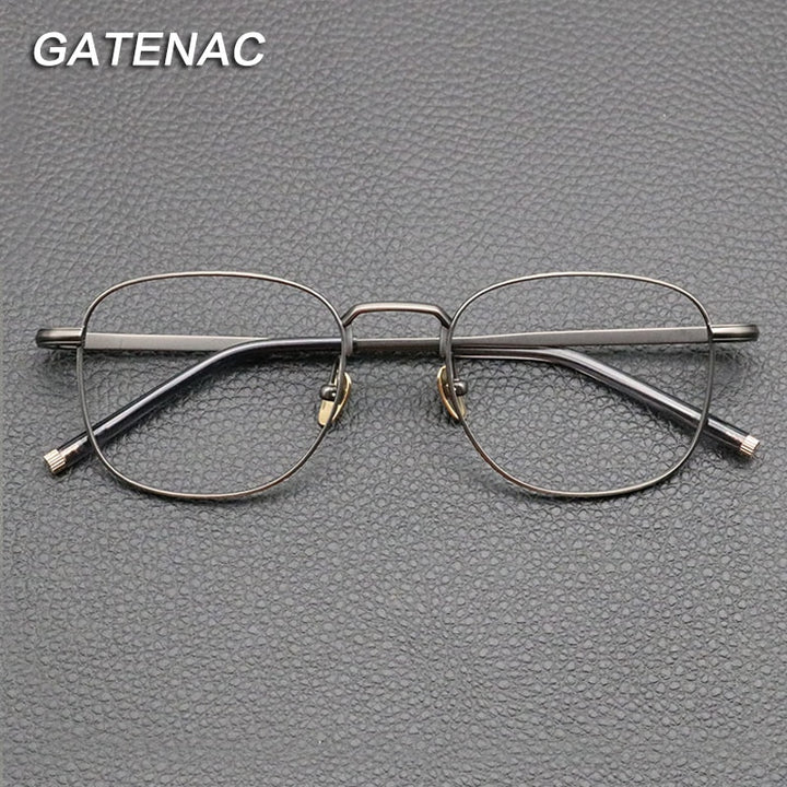 Gatenac Unisex Full Rim Square Titanium Eyeglasses Gxyj840 Full Rim Gatenac