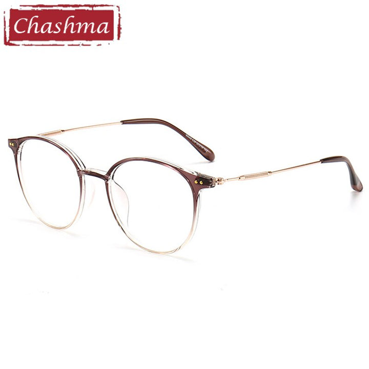 Chashma Unisex TR 90 Titanium Round Full Rim Frame Eyeglasses 90045 Full Rim Chashma Gradient Brown