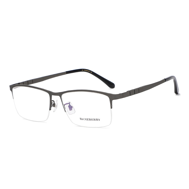 Reven Jate Unisex Semi Rim Rectangle Titanium Frame Eyeglasses 71111 Semi Rim Reven Jate