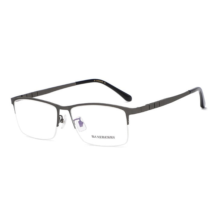 Reven Jate Unisex Semi Rim Rectangle Titanium Frame Eyeglasses 71111 Semi Rim Reven Jate