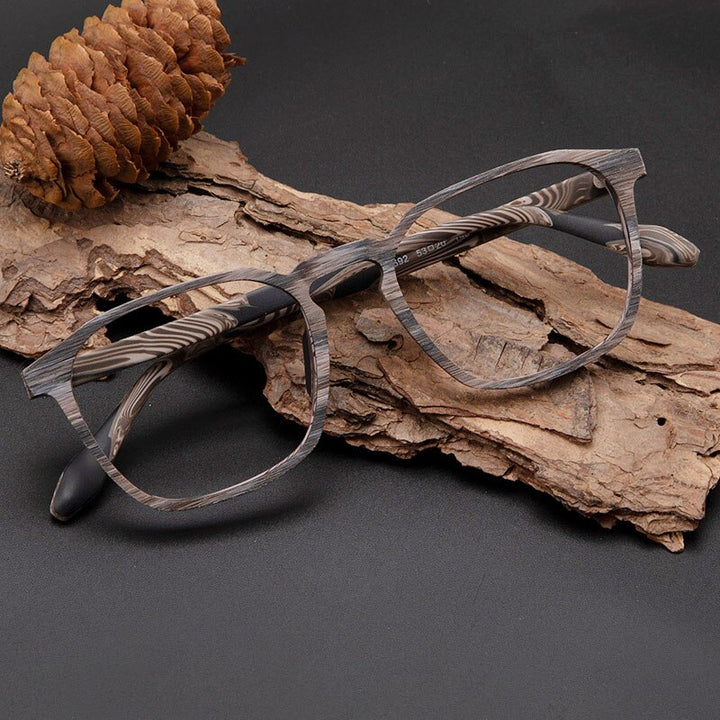 Hdcrafter Unisex Full Rim Square Wood Alloy Eyeglasses 1692 Full Rim Hdcrafter Eyeglasses   