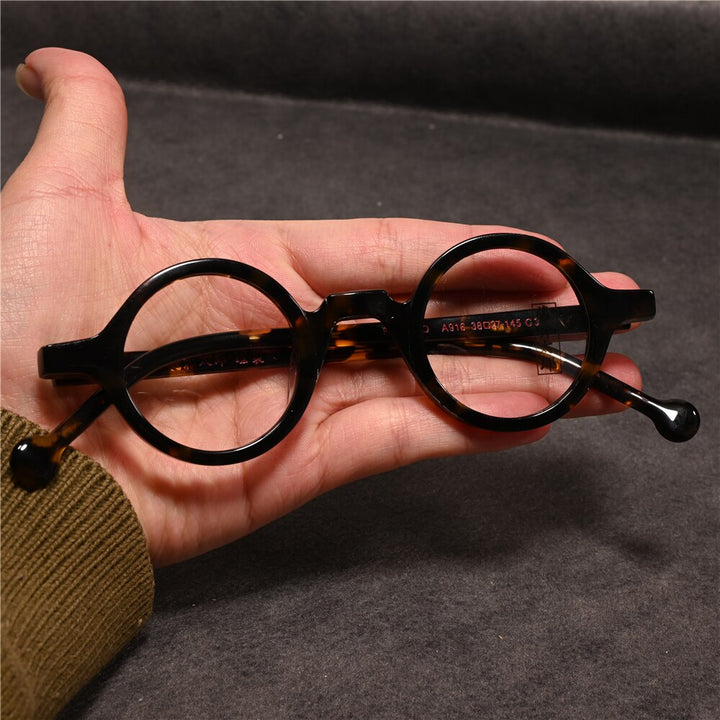 Cubojue Unisex Full Rim Small Round 38mm Acetate Hyperopic Reading Glasses A916 Reading Glasses Cubojue